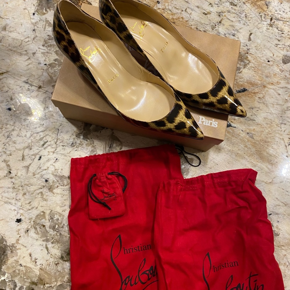 COPY - Christian Louboutin Patent Leopard Red Bottom Heels